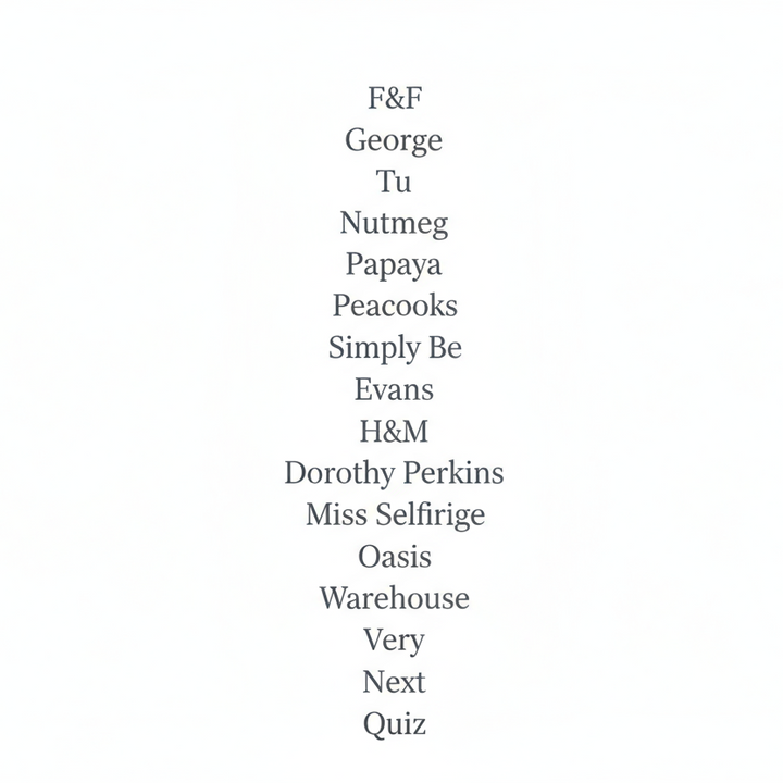 List of brand names on a white background